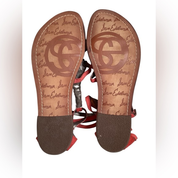 Sam Edelman Coral Colored Beaded Sandals, Size 7.5 - Picture 6 of 7